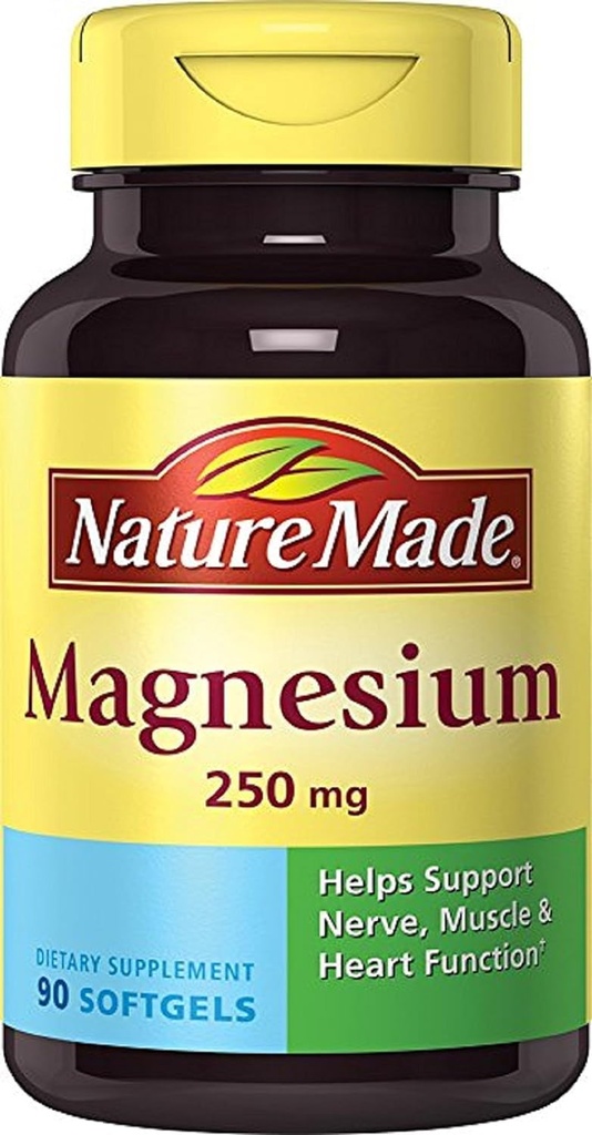 Nature Made Magnesium 250mg Συμπλήρωμα διατροφής Liquid Softgels, 90 CT (πακέτο των 3)