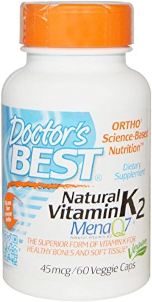 Doktor'un En İyi Doğal Vitamin K2 Mk-7 ile Menaq7 45 Mcg 60 Veg Caps
