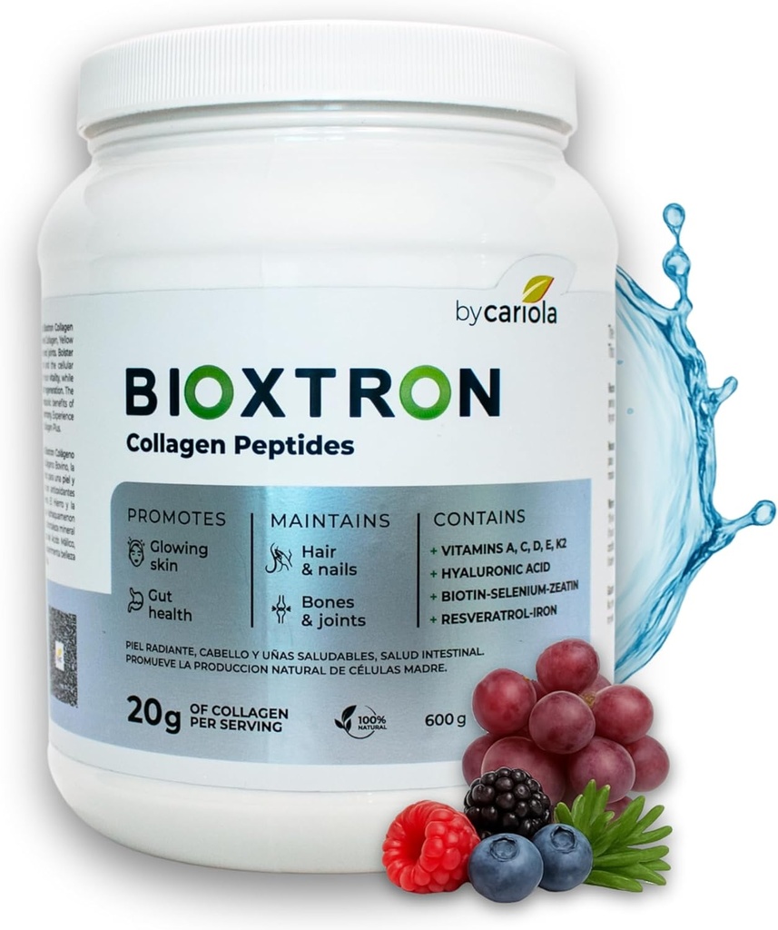 Bioxtron Collagen, Toz - Unflavored, Tip I Bovine with Stem Cell Renewal for Hair, Nail, Skin, Gut, Bone & Joint Health Support - Hyaluronic Acid, protein, Biotin - 600g (30 hizmet)
