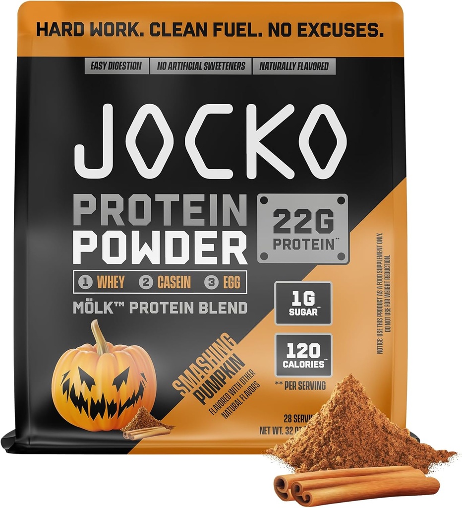 Jocko Mölk Whey Protein Tozu - Keto, Probiyotikler, Grass Fed, Digestive Enzymes, Amino Asits, Sugar Free Monk Meyveleri - Destekler Kas Kurtarma ve Büyüme (Pumpkin New)