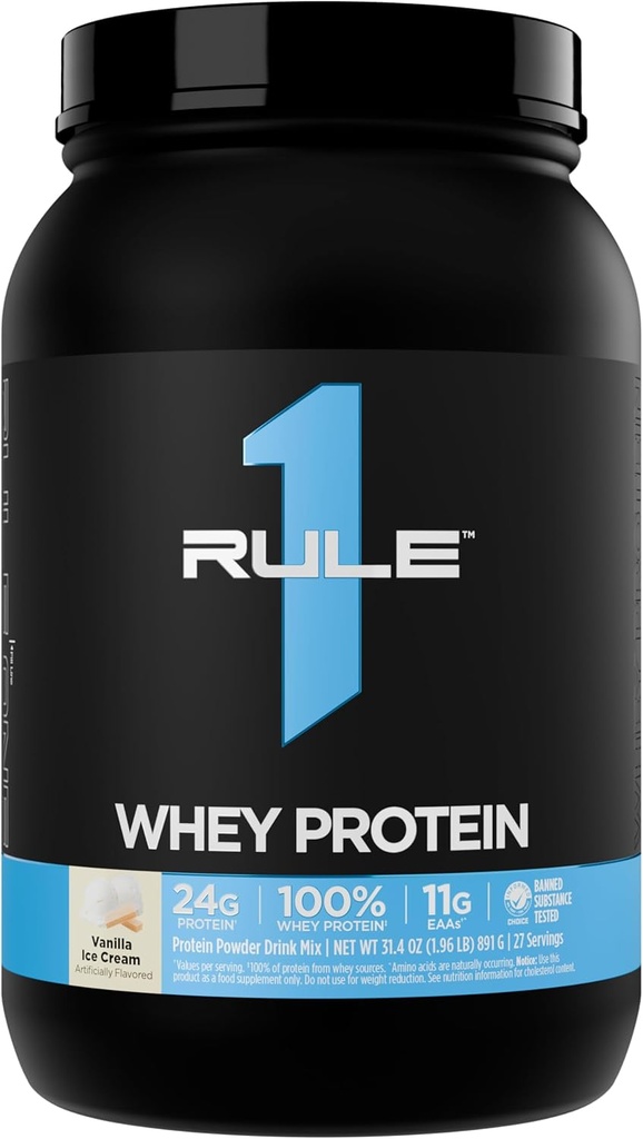 Kural 1 Whey proteini - All-Whey Kaynaklarından alınan 24g Fast-Acting Protein Doğal Occurring EAAs & BCAAs for Workout Recovery or Anytime Use (2 Pounds*, Vanilla Ice Cream)