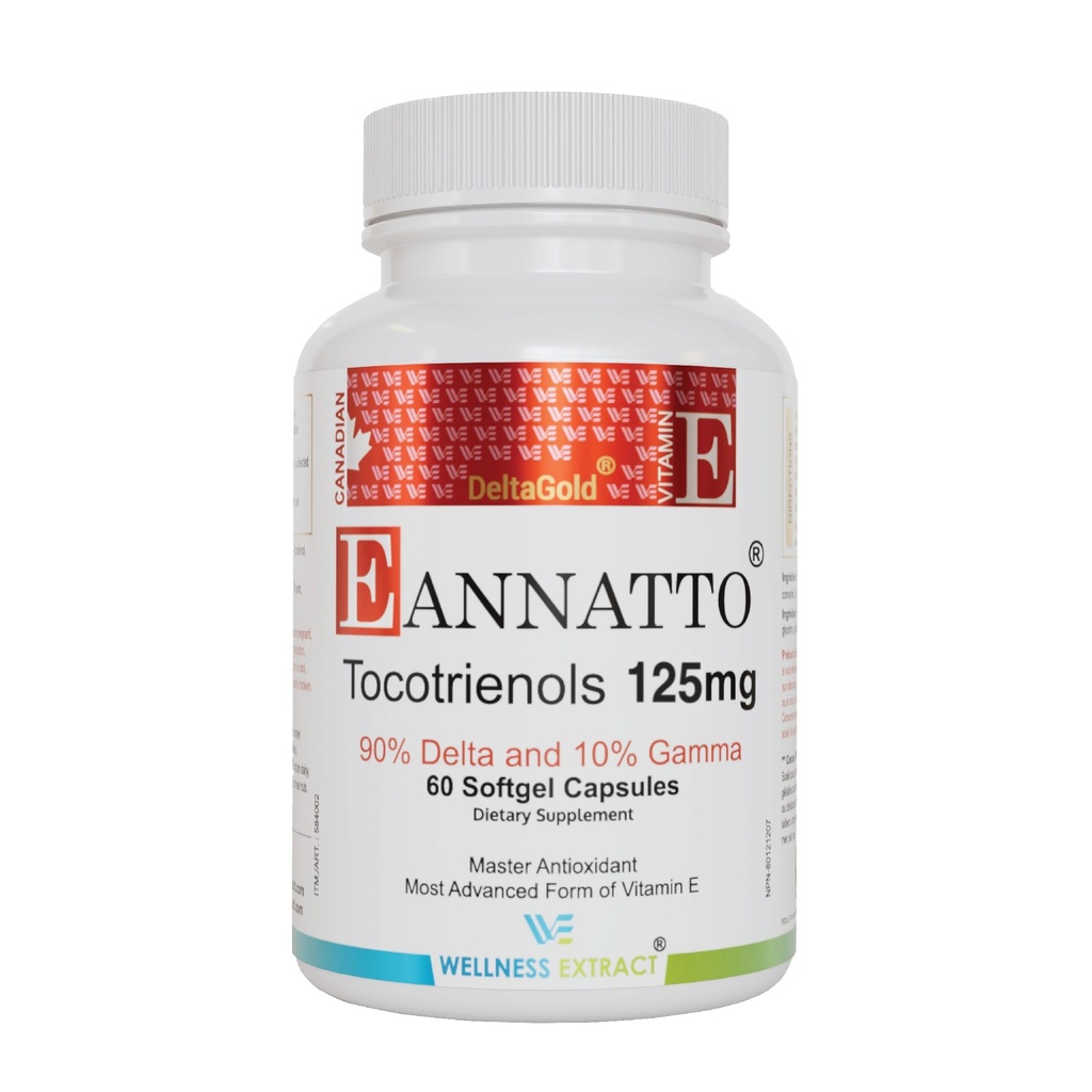 EXTRACT Eannatto Tocotrienols Συμπληρώματα βιταμίνης Ε χωρίς τοκοφερόλη, μη ΓΤΟ, χωρίς γλουτένη και αντιοξειδωτικό (125MG 60 Softgels)