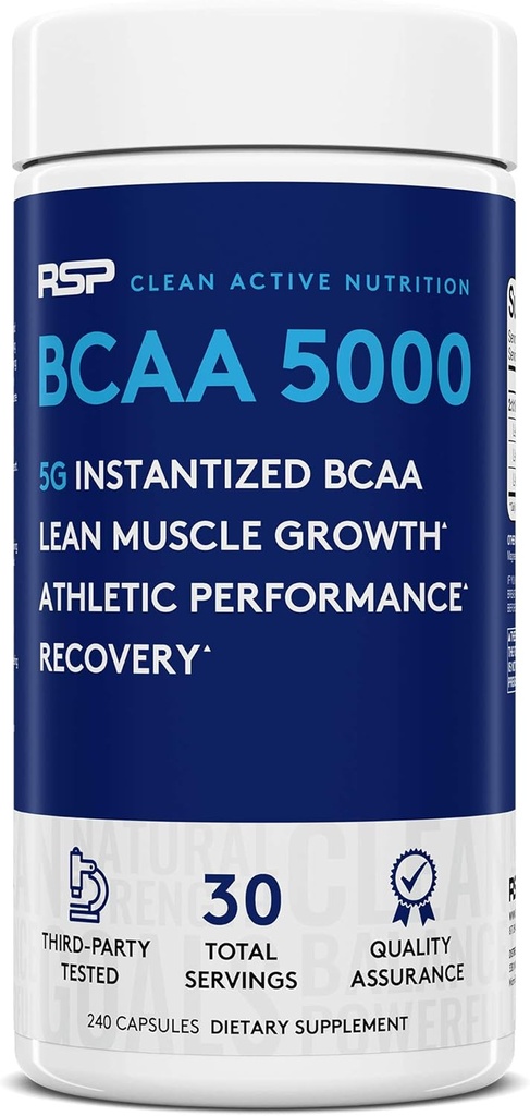 RSP BCAA 5000 (30 Serv), Post Workout Muscle Recovery için Premium BCAA Capsules, Endurance & Energy, 5g of Essential Branched Chain replica