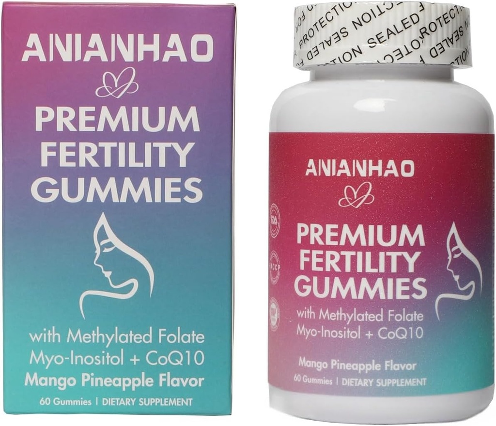 Kadınlar için Premium Fertness Gummies, Premium Feminine Balance Gummies, Inositol, CoQ10, Folate ve Vitamins, Support Hormon Balance, Ovulation/Menstrual Cycle, 1 Moon Supply