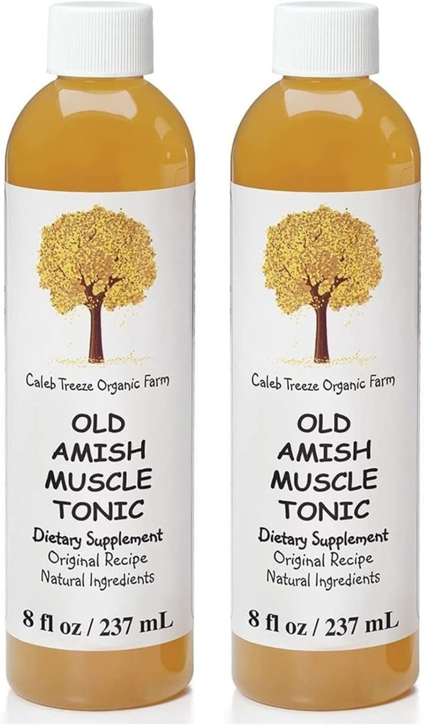 Caleb Treeze Old Amish Muscle Tonic 8 oz, Leg Cramps Relief, Foot Cramps Relief, Restless Legs, Kas Cramps & Spasm Relief - Pack of 2