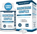 Purely Optimal Magnesium Complex - 6 Forms Μαγνήσιο Γλυκινικό, Κιτρικό & Κακοήθη - Υποστήριξη ύπνου, Άγχος ανακούφιση, μύες, καρδιά υγεία & χαλάρωση - Συμπλήρωμα μαγνησίου για γυναίκες & άνδρες, 120 Caps
