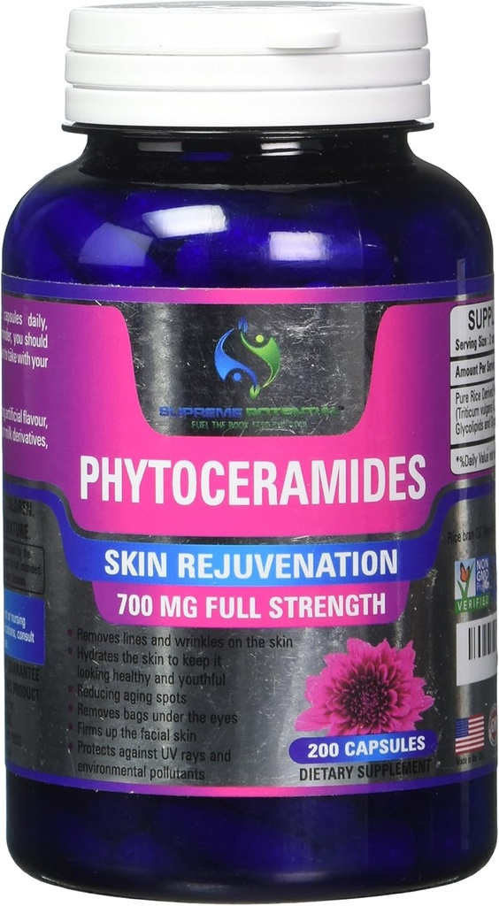 Yüksek Potansiyel Phytoceramids, 200 Capsule Supply, servis başına 700 mg Phytoceramids