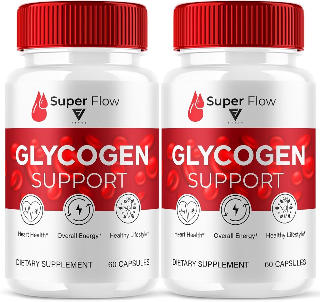 (2 Pack) Super Flow SuperFlow Glycogen Support Capsules, Super Flow Advanced Glycogen Health and Blood Wellness Support Supplement, SuperFlow maksimum Güçlü Glyco Formula Supplement (120 Capsules)