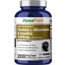 NusaPure Choline & Inositol 1000 mg - 200 Veggie Caps (% 100 Vegetarian, Non-GMO) Bioperine
