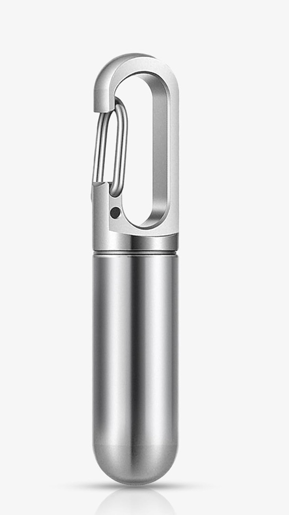 Keychain Hill Holder – Μικρό δοχείο χάπι με Carabiner – Ανοξείδωτη θήκη μετάλλων, Φορητή θήκη χαπιών για το πορτοφόλι, Backpack, Keyring Watertight Travel Pill Container για την ιατρική