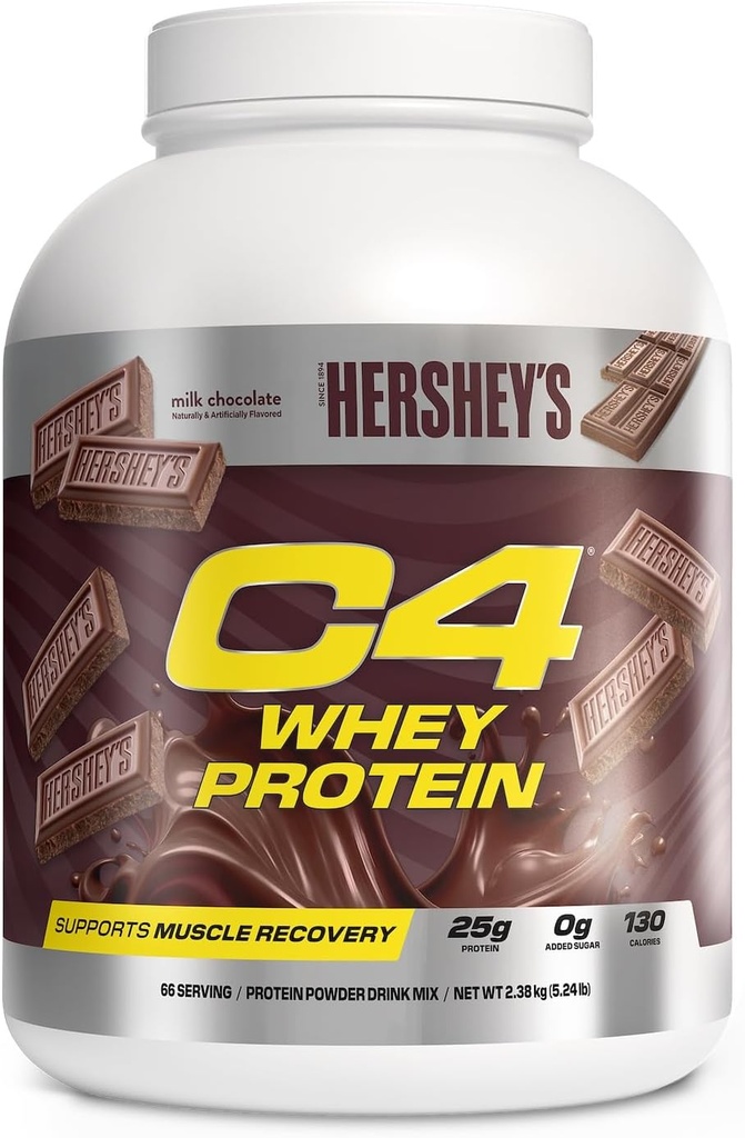 Cellucor C4 Whey Protein Powder, Hershey's Chocolate - 25g Protein, 0g Προστιθέμενη Ζάχαρη, 130 θερμίδες ανά υπηρεσία, Υποστηρίζει την αποκατάσταση των μυών, 66 μερίδες, Premium Ορός γάλακτος για μετά την προπόνηση