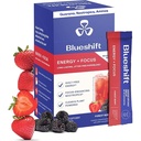 Blueshift Energy + Focus - Less-Sweet Super Clean Plant-Based Energy Drink for Adults, with Guarana, Green Tea, Rhodiola, Caffeine, B Vitamins for Clarity & Focus, No Sugar - Powder Sticks (10 Pack)