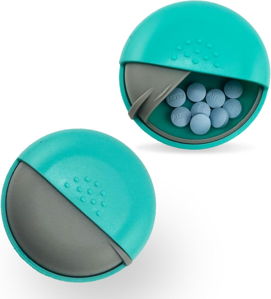 Yuvarlak Seyahat Pill Organizer - Purse için Portre Küçük Pill Box - Compact, Leak-Proof Medicine Konteyner for Pills, Vitaminler, Fish Oil, Supplements - Faraday-Free, Dayanıklı Tasarım, 2.75" (Mavi)