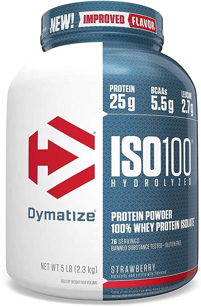 ISO100 Hydrolyzed% 100 Whey Protein Isolate Strawberry - 5 lbs