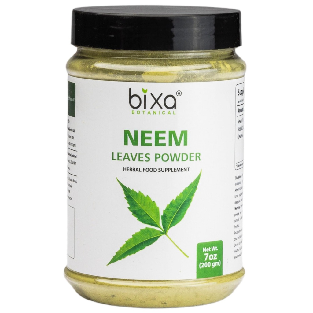 Bixa BOTANICAL Neem Leaf Toz | Azadirachta Indica | 200 Grams / 7 OZ | Ayurvedic Anti A Alerji Herbal Supplement | Gluten Free, Non-GMO, Steam tedavi edildi, Vegan.