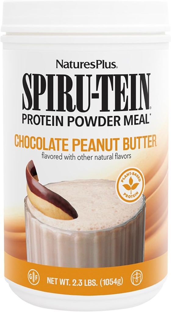NaturesPlus SPIRU-TEIN, Chocolate Peanut Butter - 2.3 lbs, Pack of 2 - Plant-Based Protein Powder - Vegetarian, Gluten Free - 68 Total Servings