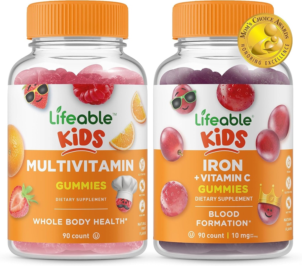 Lifeable Multivitamin Kids + Iron & Vitamin C Kids, Gummies Sche - Great Tasting, Vitamin Supplement, Gluten Free, GMO Free, Chewable Gummy