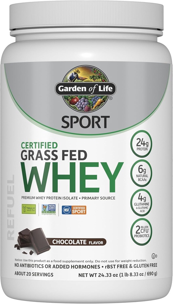 Life Sport Whey proteini Toz Çikolatası, Premium Grass Fed Whey Protein Isolate Plus Immune System Health, 24g Protein, GMO, Gluten Free, Cold Processed - 20 Servisler