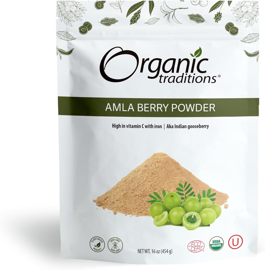 Organik Gelenekler Organik Amla Berry Toz, Tozlu Amla Indian Gooseberry, Non-GMO Organik Tozlu Meyve Superfood, 1lb Bag 16oz (454g)