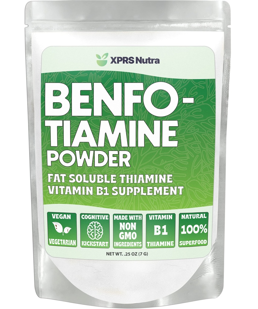 XPRS Nutra Benfotiamine Toz (Thiamine) - Fat ► Happy Heart Thiamine Supplement - Advanced Vitamin B1 Benfotiamine for a Cognitive Boost - Vegan Friendly Benfotamine Toz (25 Ounce)