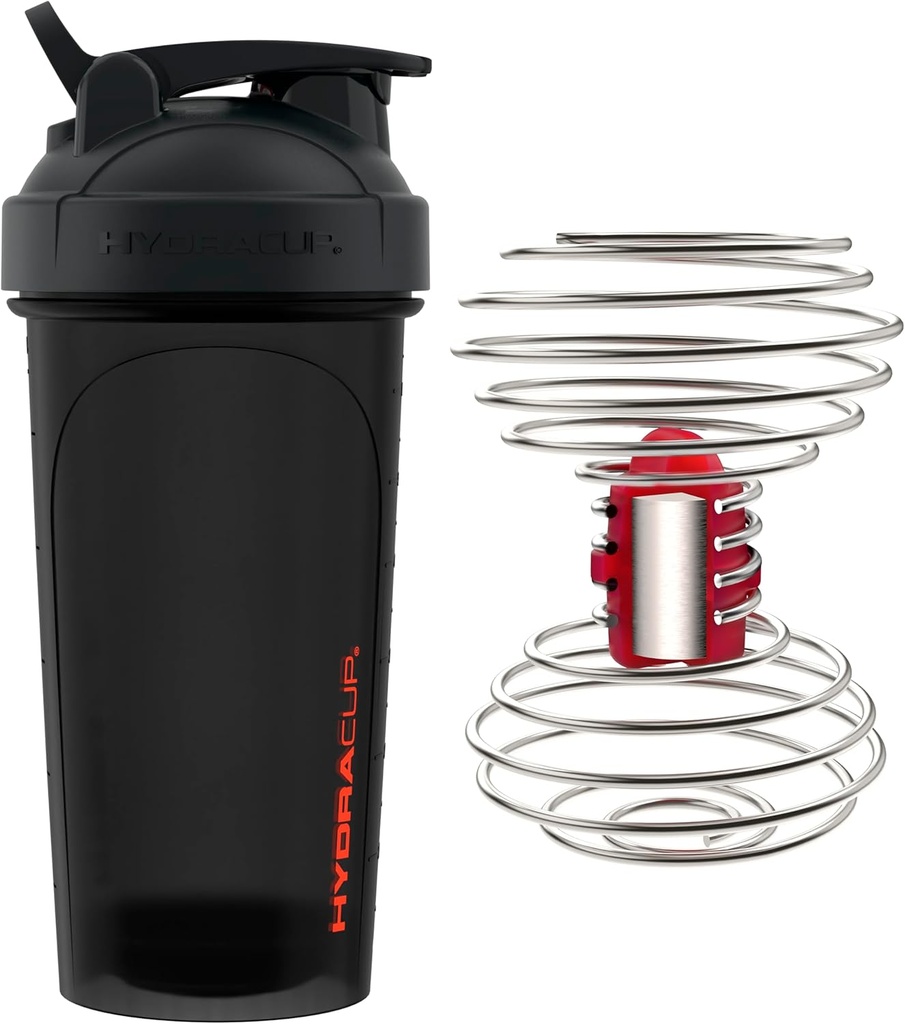 HydraCup Power Shaker w/Weighted Whisk, 28oz - Ταχύτερη ανάμειξη, λιγότερο Shaking Απαιτούμενη, Clump-free Protein Shakes, Shakeer Cup (Πολυπροπυλένιο, Μαύρο)