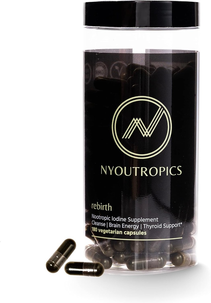 “ NYOUTROPICS tarafından doğum - Nootropic Iodine Supplement (180 Vegan Capsules), Kadın ve Erkekler için Beyin Desteği ve Tiroid Desteği sağlayın, Olumlu Monovalent Iodine Formunu Yapmayın”