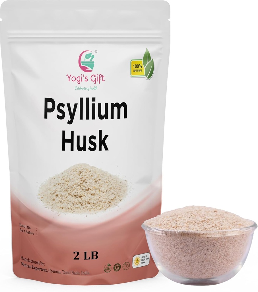 Psyllium Husk Whole 2 LB (32Oz), Χρήση σε Smoothies, Μαγειρική και Ψήσιμο, Άγευστο, Καλό Έδαφος, 100% Φυσικό, Μη ΓΤΟ, από Yogi's Gift®