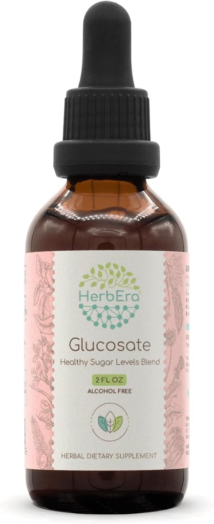 HerbEra Glucosate B60 Αλκοόλ-ελεύθερο Εκχύλισμα Βάμμα, Πικρό Μέλον Φρούτο, Κανέλα Μπαρκ, Δαντελίων Ρίζα, Φύλλο Γυμνασίου, Σπόροι Φενουτσίτσας, Άμλα Φρούτα. Υγιή επίπεδα ζάχαρης Blend 2 Fl Oz