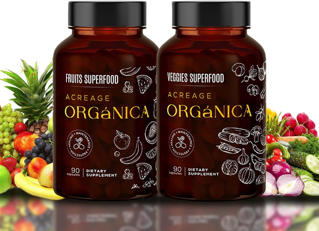 Meyveler ve Sebzeler Tamamlar | Tüm Gıdalar Enerji Yemekleri 36 Meyve ve Sebze Yemekleri Superfood | Essentials ve Mineraller | 90 Meyve & 90 Veggie Capsules
