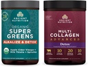 Eski Beslenme Multi Collagen Advanced Toz Cleanse & Detox, Unflavored, 36 Hizmet + Organik SuperGreens Detox & alkalize Toz, 25 Hizmetler