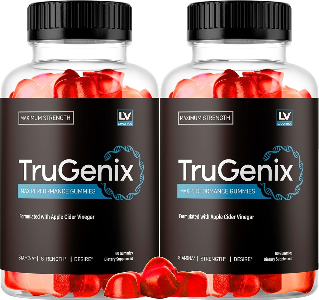 (2 Pack) TruGenix Gummies, TruGenix Erkekler için TruGenix Gummies Gelişmiş Formula, TruGenix ACV Gummies, TruGenix Support Supplement Gummies, Premium Formula, 120 Gummies for 2 Ay