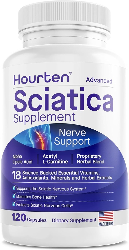 Gelişmiş Sciatik Nerve Support Relief: Alfa Lipoic Asit - 18 in 1 Scia Supplements - Vitamin B Kompleksi - ABD'de Made in ABD (120 Kont)