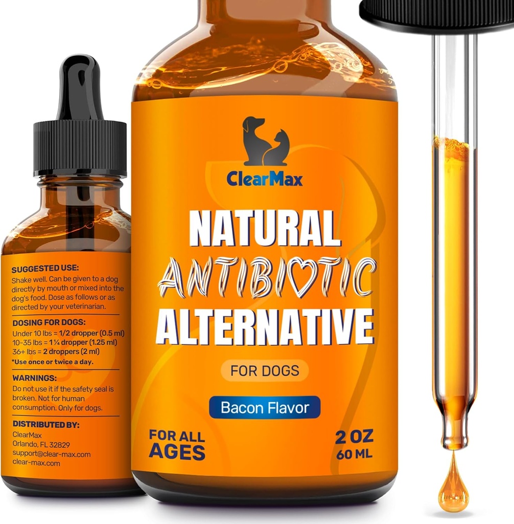 Enfeksiyonlar için Köpek Antibiyotikleri, Allergies, Coughs - Cranberry ile Köpekler için Doğal Antibiyotikler Urinasyon & Digestion Care – Natural Materialss + Bacon Flavor – 2 Oz