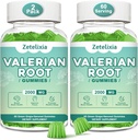 2 Pack Organic Valerian Root Gummies, Natural Calm to Help Relaxation, Herbal Supplement for Mood Support, Melatonin Free, Non-GMO, Gluten Free, Vegan, Green Grape Flavor, 120 Count