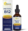 ASquared Beslenme Vitamini B12 Sublingual Liquid Drops - 5000 MCG Supplement with Mecobalamin (Methyl B-12) - Max Abxia B 12 Enerjiyi artırmak için - Vegan Dostu - 2 fl ozz