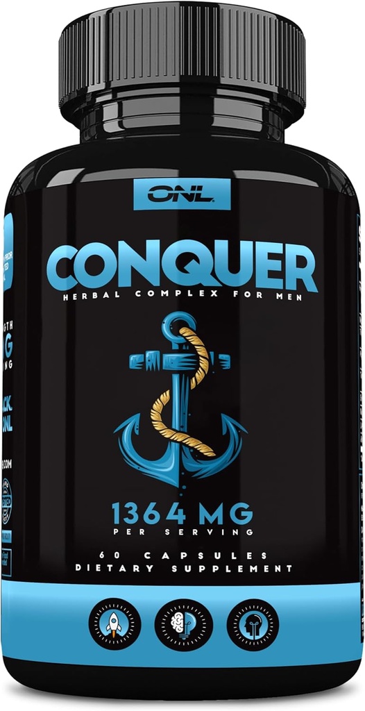 Conquer Mens Ferttitude Supplement - Erkekler için testosteron ATM / Maca Root, Horny Goat Weed & Tribulus Terrestris - Erkek Ferttitude Supplement - Libido ATM for Men - Erkek Geliştirme Pills -60Ctt