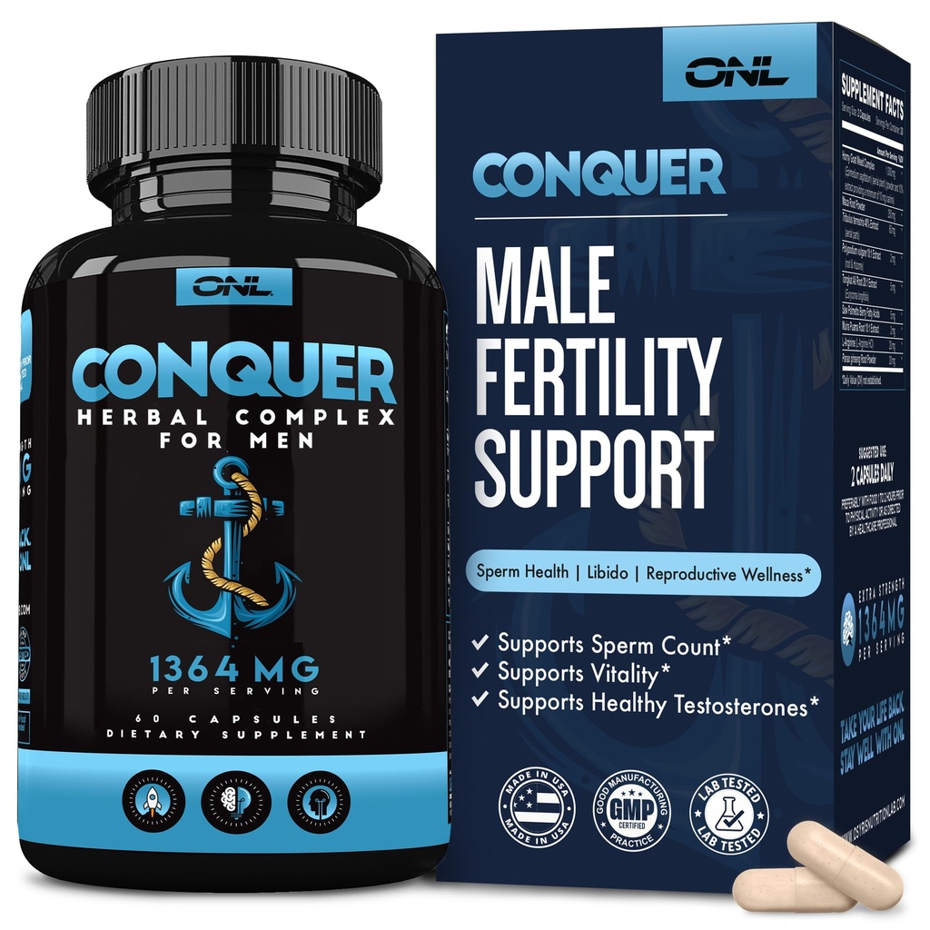 Conquer Mens Ferttitude Supplement - Erkekler için testosteron ATM / Maca Root, Horny Goat Weed & Tribulus Terrestris - Erkek Ferttitude Supplement - Libido ATM for Men - Erkek Geliştirme Pills -60Ctt