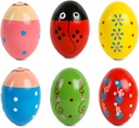 SallyFashion 6 PCS Ahşap Shaker Eggs for Toddler, Egg Maracas Percussion Shakers Musical Instruments for Party Favors Goodie Bag Hours Awardss