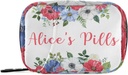 Custom Pill Box 7 Day Pill Τσάντα θήκη Vintage Watercolor Λουλούδια Εξατομικευμένο όνομα Τσάντα Organizer Ταξιδιών Χάπια με Zipper Φορητή Εβδομαδιαία περίπτωση Συμπαγές μέγεθος για τον κάτοχο συμπλήρωμα βιταμίνης