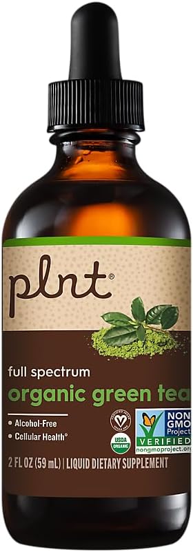 plnt Organic Liquid Green Tea a Full Spectrum a Supports Cellular Health - Alkol Özgür (2 fl. oz.)
