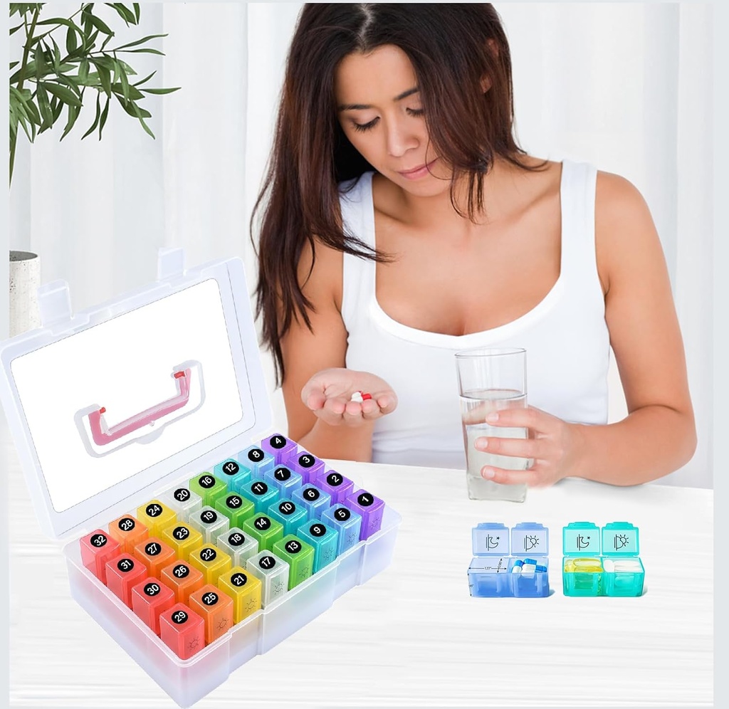 Aylık Pill Organizer 2 Times bir gün, 30 Günlük Pill Box ve Seyahat Davası, Tıp, Vitamin, Fish Oil, Supplements Comfortable Crime,BPA-Free.(Clear)