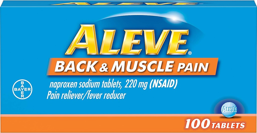 Aleve Back ve Kas Ağrı Tabletleri, Hızlı Tüm Gün Hedefli Baş Ağrısı, Kas ve Geri Ağrı, Naproxen sodyum Capsules, 220 mg, 100 Kont Kont Kont Kont