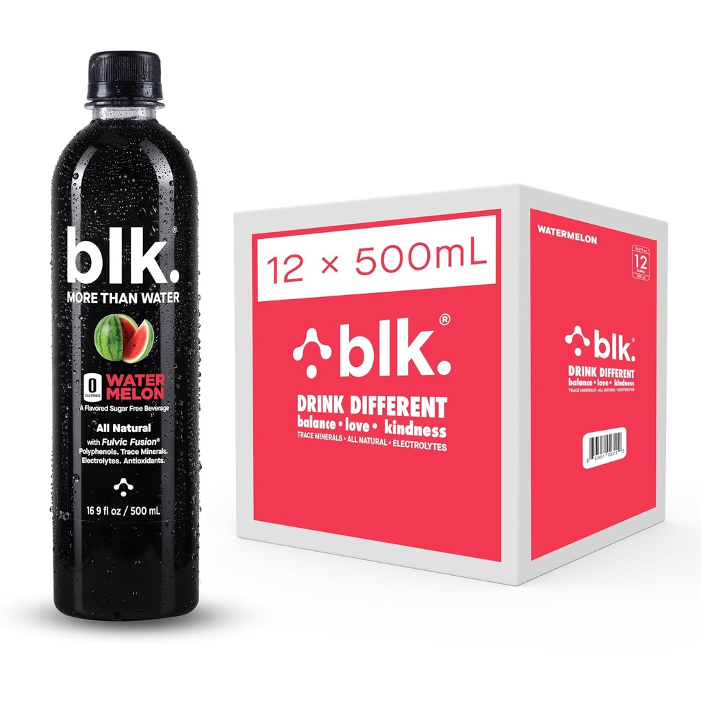 blk. Doğal Mineral alkalin Water, Watermelon, 500 mL 12, 8 pH Water, Bio available Fulvic & Humic Acid, Trace Minerals, Electrolytes to Hydrate, Tamir & Restore Hücreleri