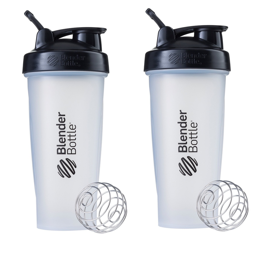 BlenderBottle Classic Shaker Şişe Protein Shakes ve Pre Workout için mükemmel, 28oz,Clear / Black (Pack of 2)