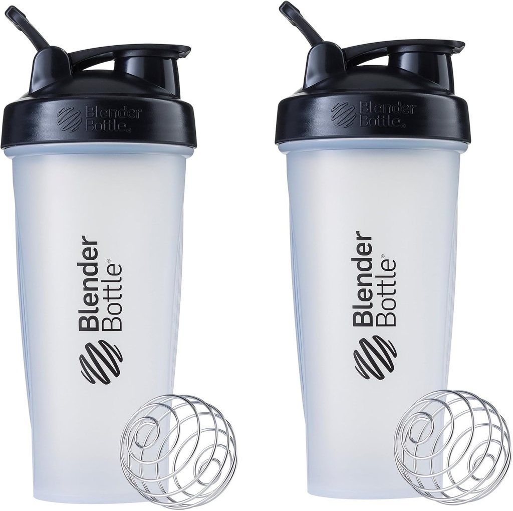 BlenderBottle Classic Shaker Bottle Perfect for Protein Shakes and Pre Workout, 28oz,Clear/Black (Pack of 2)