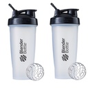BlenderBottle Classic Shaker Şişe Protein Shakes ve Pre Workout için mükemmel, 28oz,Clear / Black (Pack of 2)