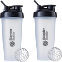 BlenderBottle Classic Shaker Şişe Protein Shakes ve Pre Workout için mükemmel, 28oz,Clear / Black (Pack of 2)