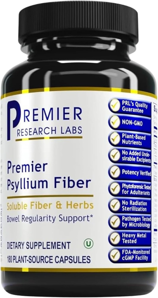 Premier Research Labs Premier Psyllium Fiber - Psyllium Husk Capsules, High Fiber Pills for Yetişkinler, for Women & Men, Daily Support for Digestive Health - 180 Vegetarian Capsules