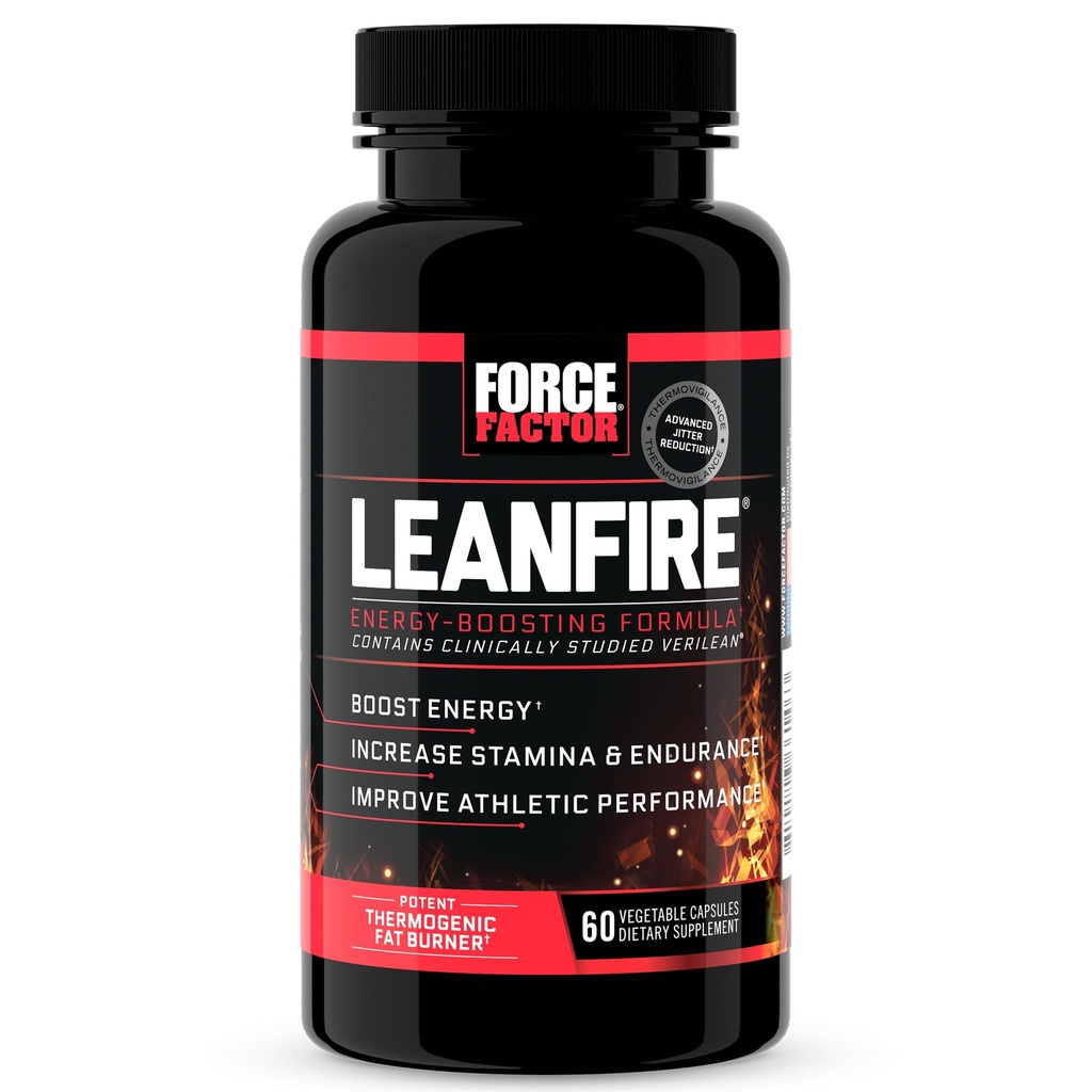 FORCE FACTOR LeanFire πριν από την προπόνηση χάπια ενέργειας με πράσινο εκχύλισμα τσαγιού και καφεΐνη για την αύξηση της ενέργειας, να οικοδομήσουμε Lean μυών, μαύρος, 60 κόμης (πακέτο του 1), το πακέτο Μαΐου Vary