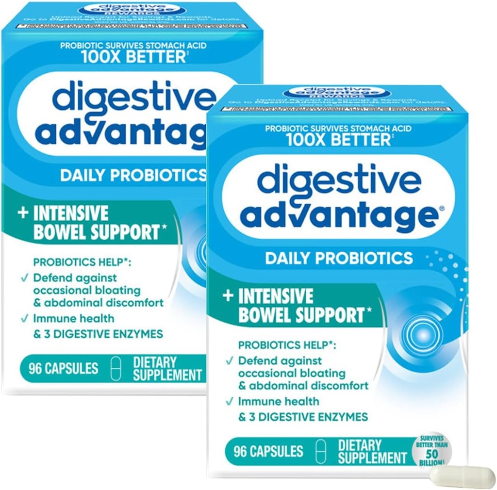Digestive Avantajı IBS Probiyotiks for Digestive Health & I yoğun Bowel Support, for Women & Men with Digestive Enzymes, Support for Occasional Bloating & Gut Health, 96ct Capsules (2)